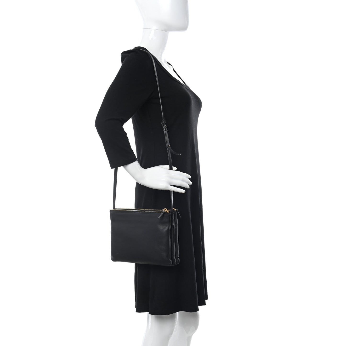 Lambskin Large Trio Crossbody Bag Black