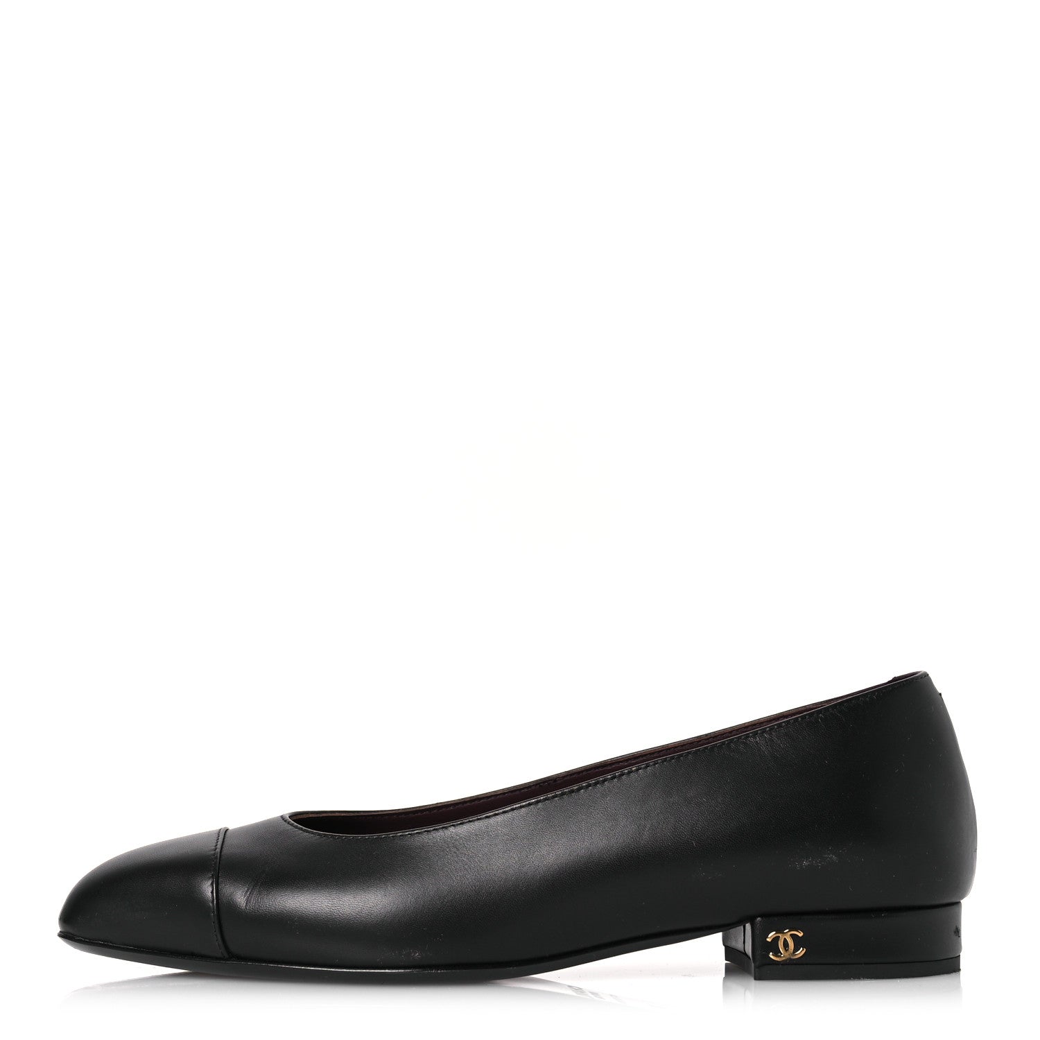 Chanel Lambskin Cap Toe CC Uniform Ballerina Flats 38 Black 1 of 15