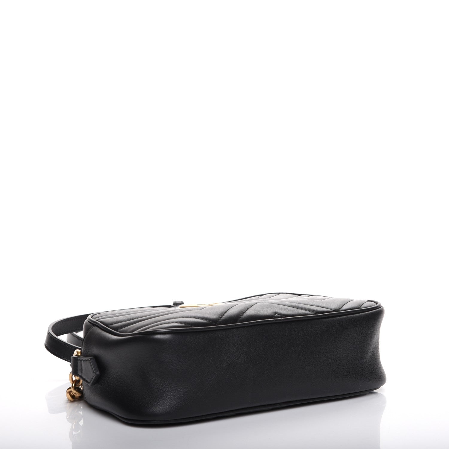 Gucci Calfskin Matelasse Small GG Marmont Chain Shoulder Bag Black 4 of 7