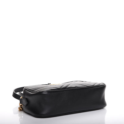 Gucci Calfskin Matelasse Small GG Marmont Chain Shoulder Bag Black 4 of 7