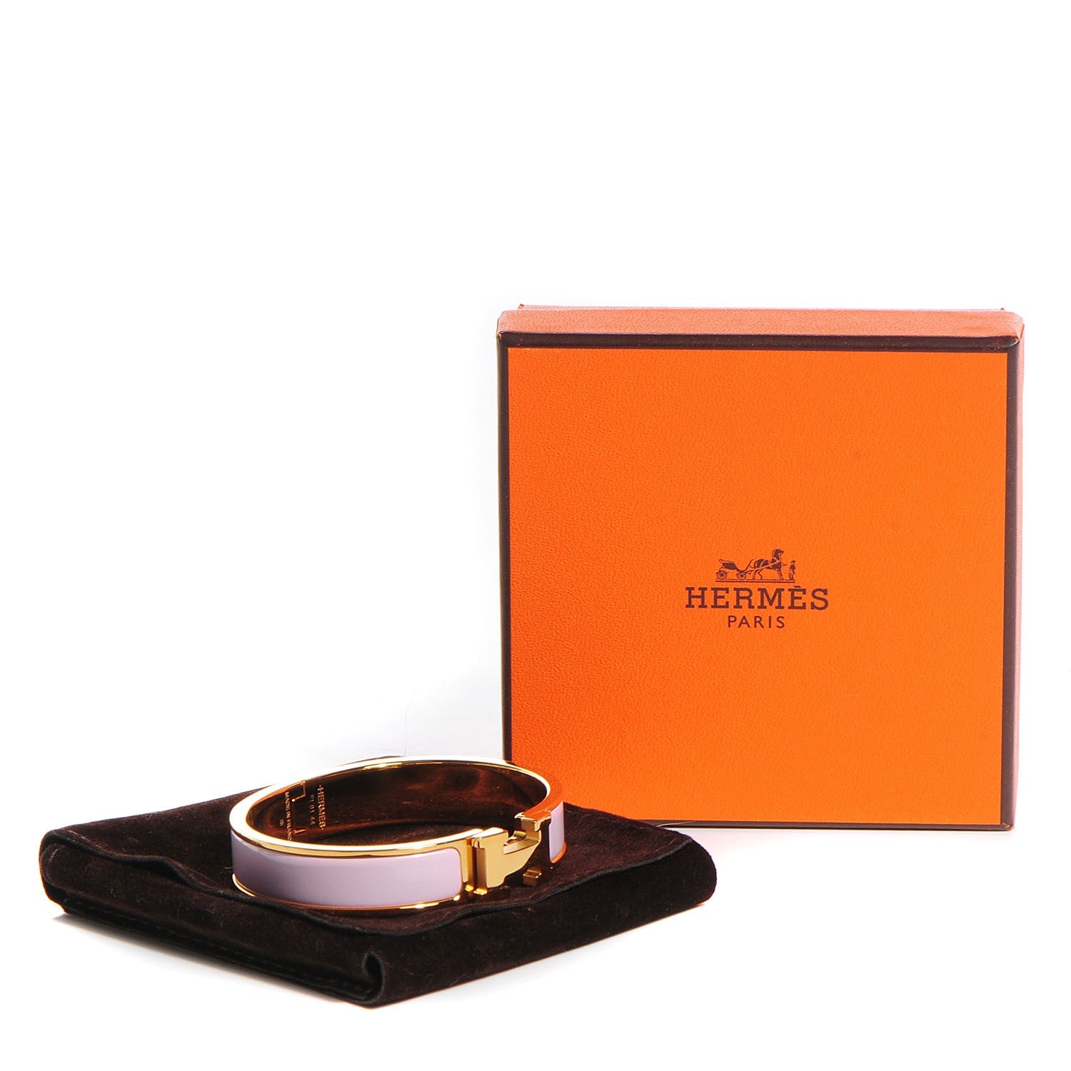 Hermes Narrow Enamel H Bracelet GM Rose Dragee 6 of 6