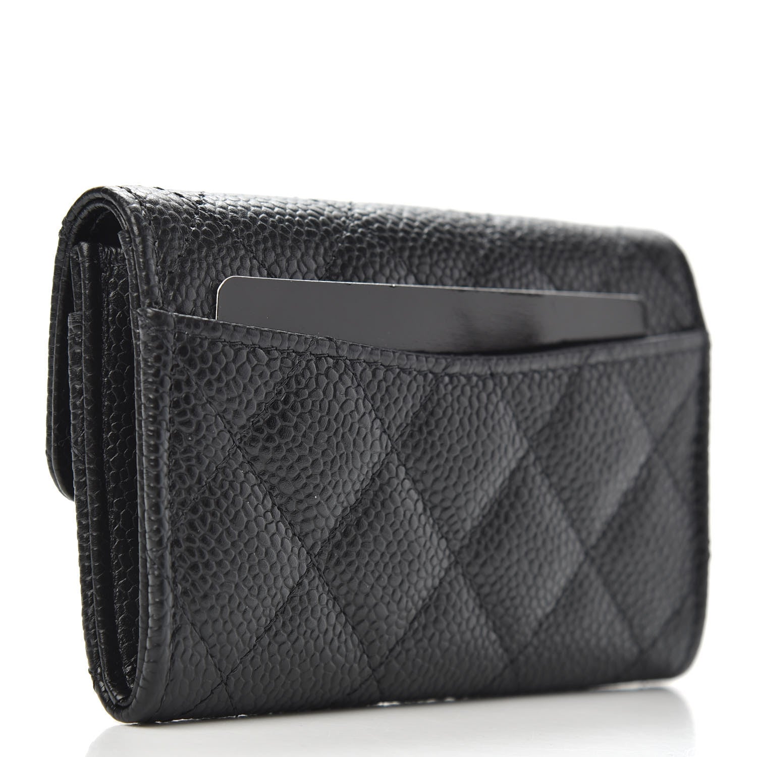Chanel Caviar Quilted Flap Card Holder Wallet Black 3 of 9