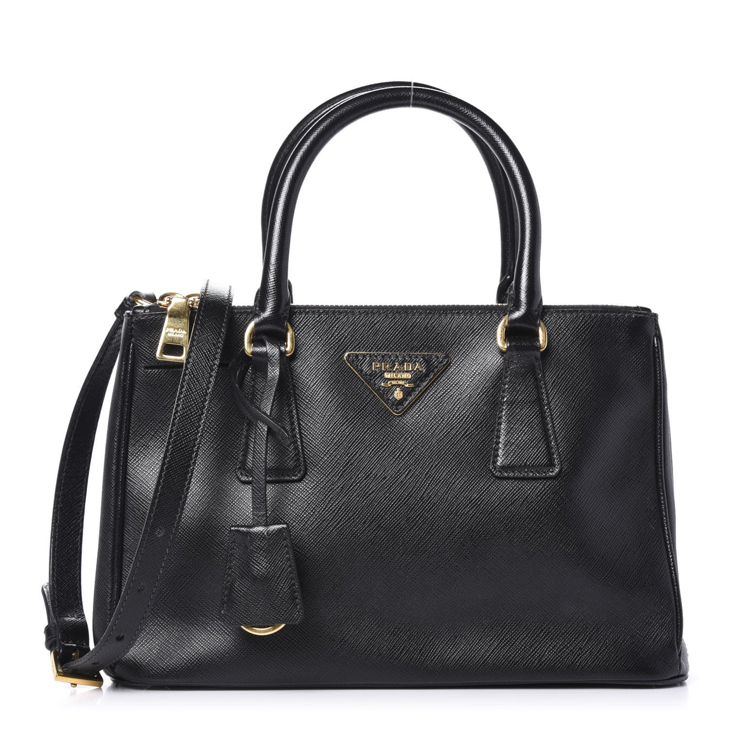 Saffiano Mini Galleria Double Zip Tote Black