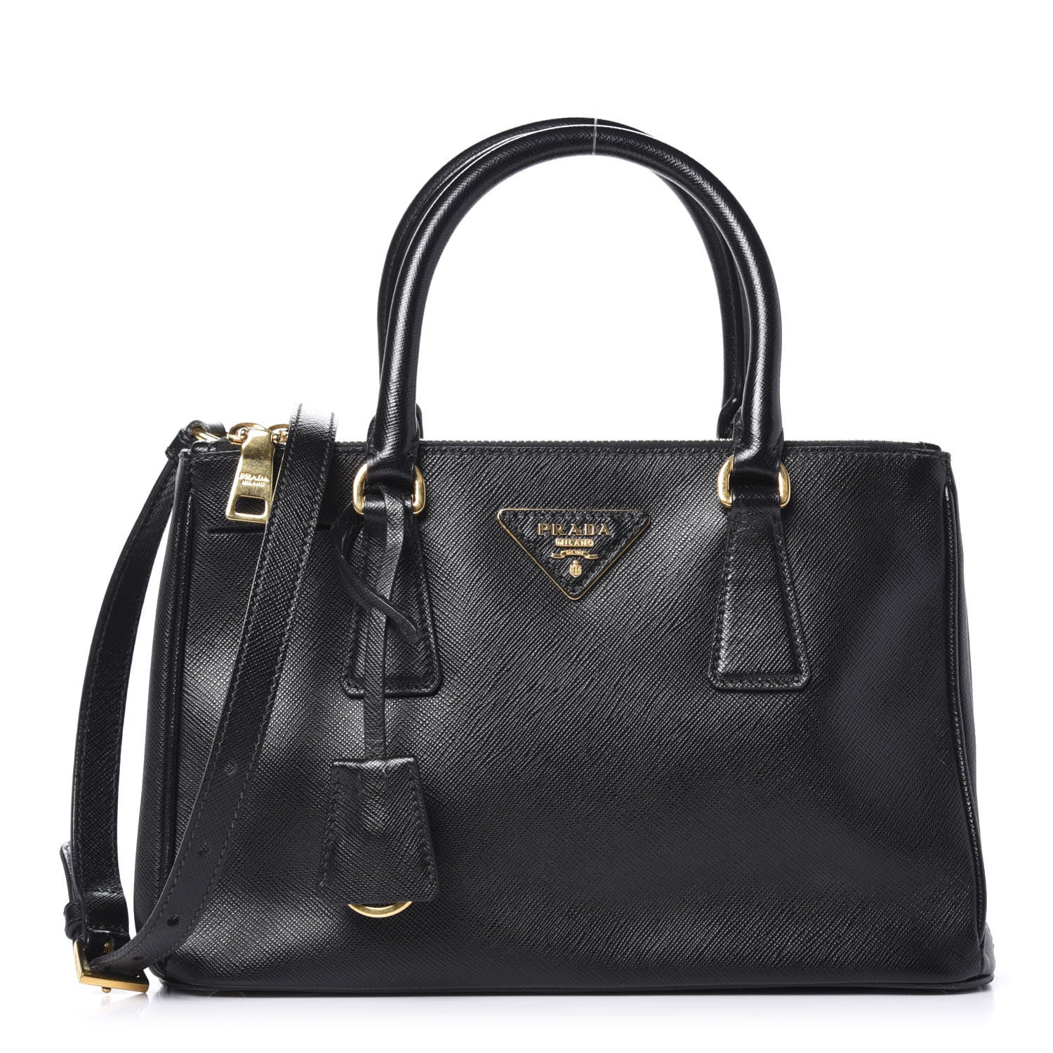 Prada Saffiano Mini Galleria Double Zip Tote Black 1 of 9