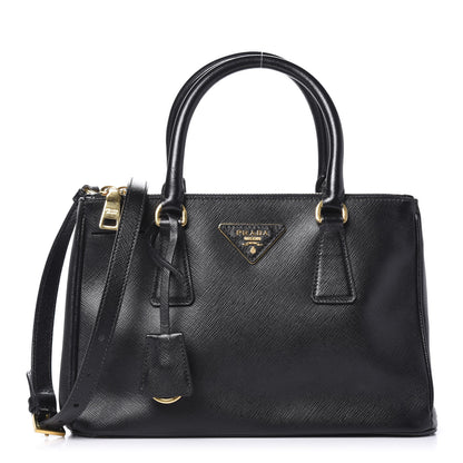 Prada Saffiano Mini Galleria Double Zip Tote Black 1 of 9