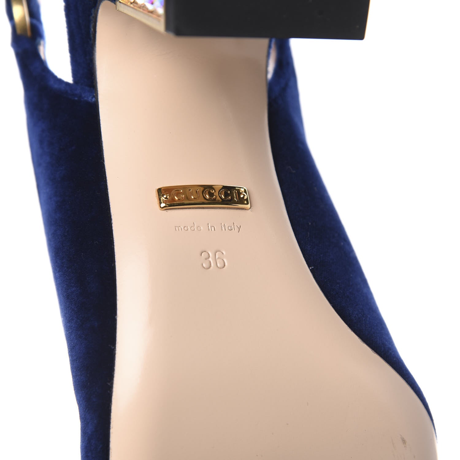 Gucci Velvet Crystal Square G Madelyn Slingbacks 36 Cobalt Blue 6 of 9