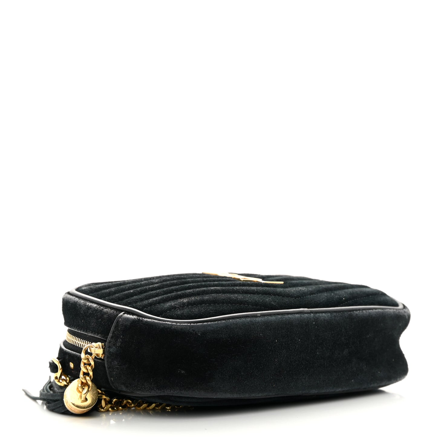 Suede Matelasse Monogram Mini Lou Camera Bag Black