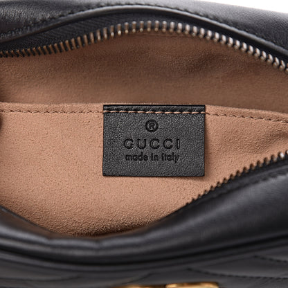 Gucci Calfskin Matelasse Mini GG Marmont Chain Shoulder Bag Black 6 of 10
