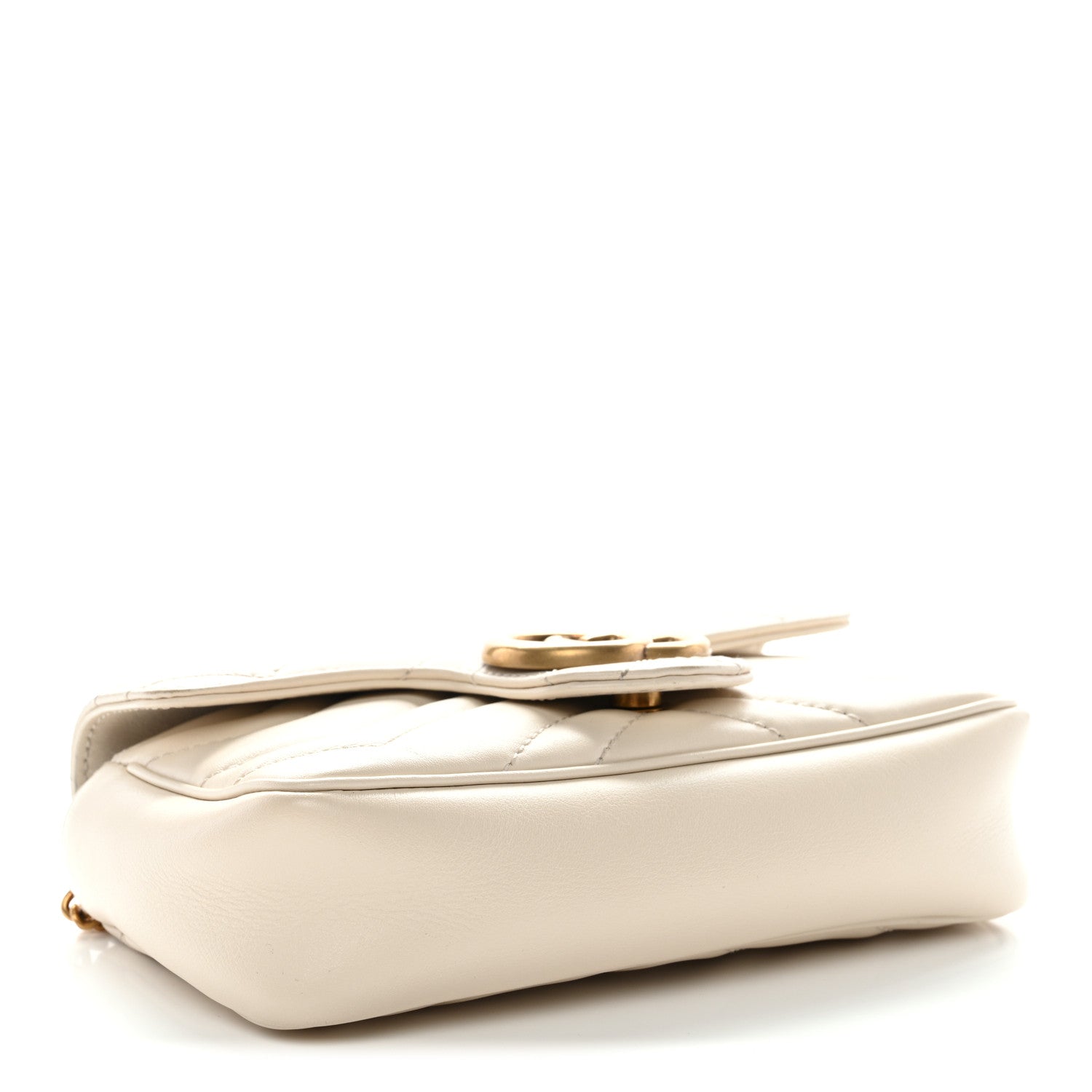 Gucci Calfskin Matelasse Super Mini GG Marmont Shoulder Bag White 4 of 12