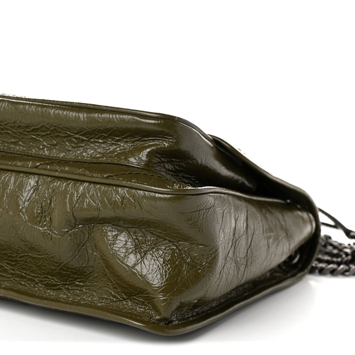 Crinkled Lambskin Matelasse Monogram Medium Niki Chain Satchel Military Olive