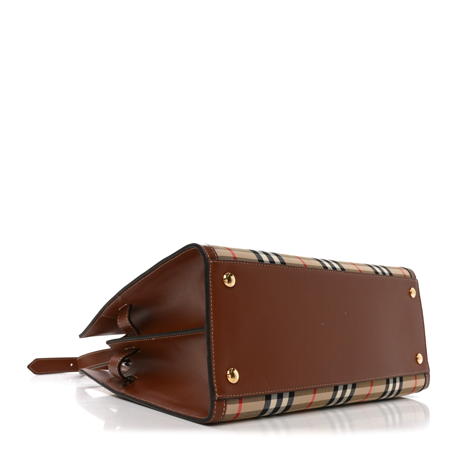 Burberry Calfskin Vintage Check Two Handle Title Bag Archive Beige 7 of 17