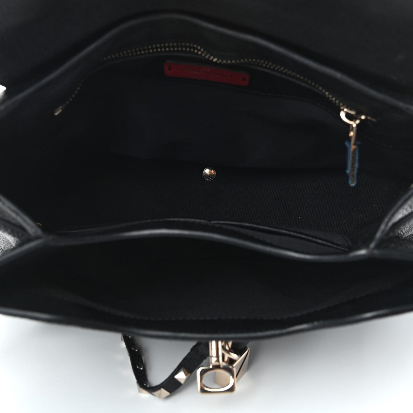 Grained Lagun Calfskin Rockstud Twiny Top Handle Bag Black