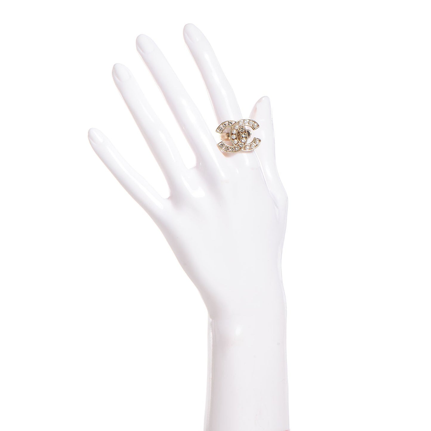Crystal Pearl CC Ring 6.5 Gold