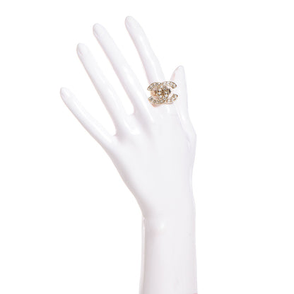 Chanel Crystal Pearl CC Ring 6.5 Gold 2 of 5