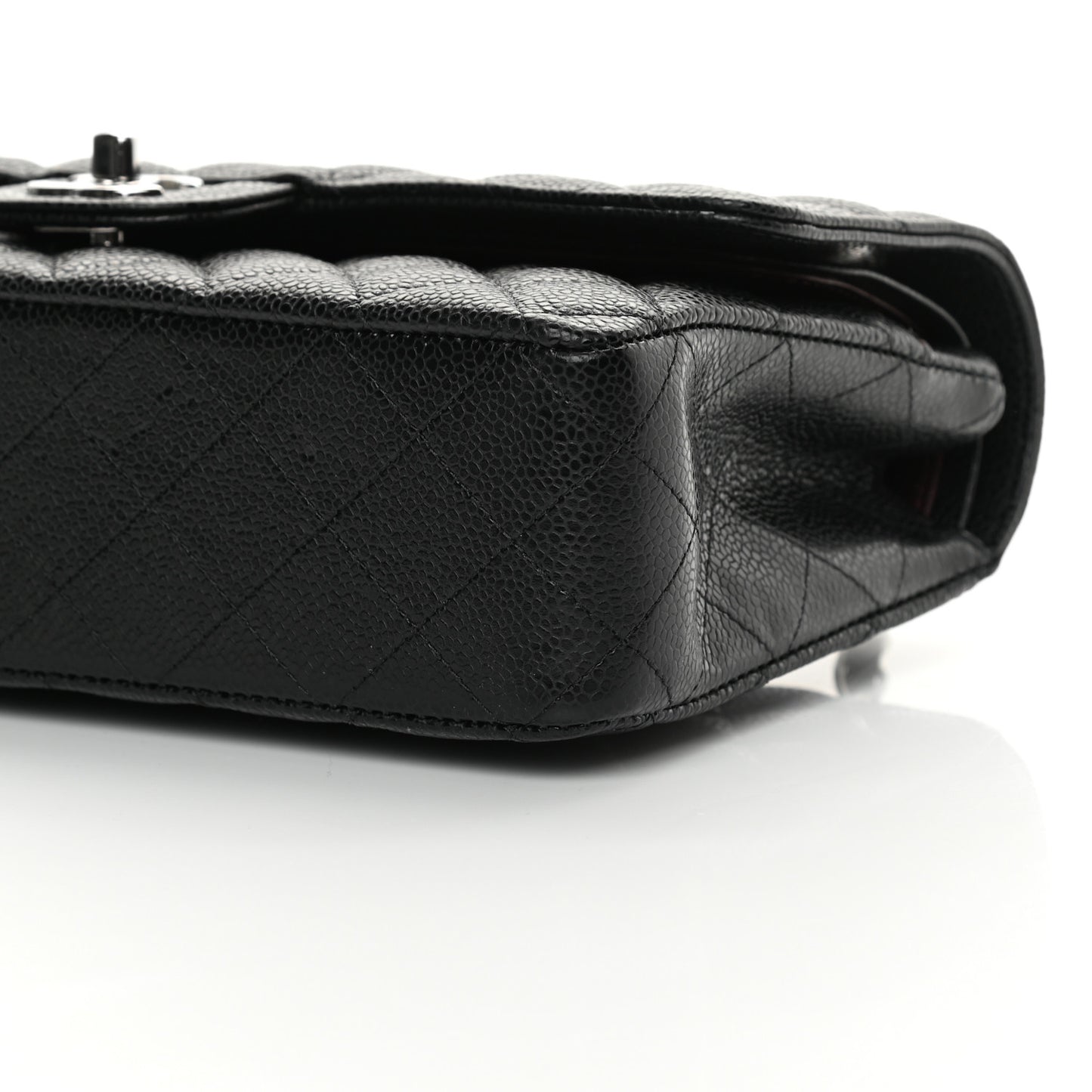 Caviar Quilted Medium Double Flap Black