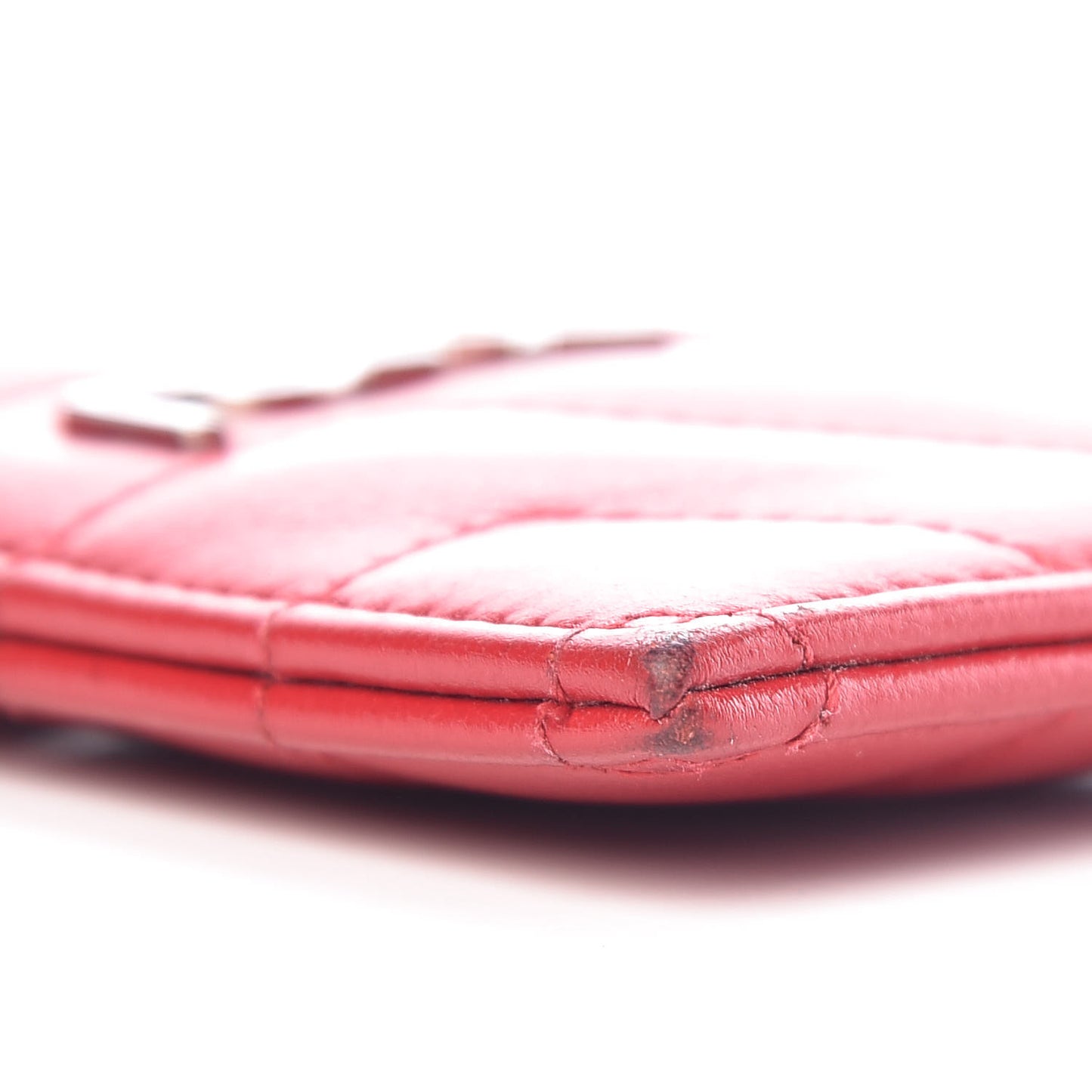 Calfskin Y Quilted Monogram LouLou Credit Card Case Red
