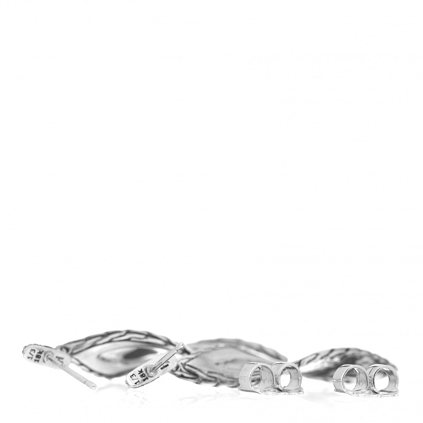 Sterling Silver 18K Yellow Gold Classic Chain Hammered Wave Drop Earrings