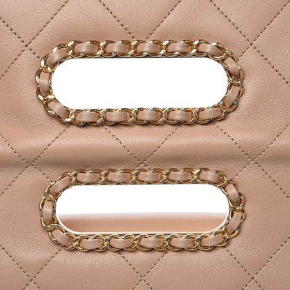 Chanel Lambskin Quilted Medium Chain Clutch Flap Beige 11 of 12