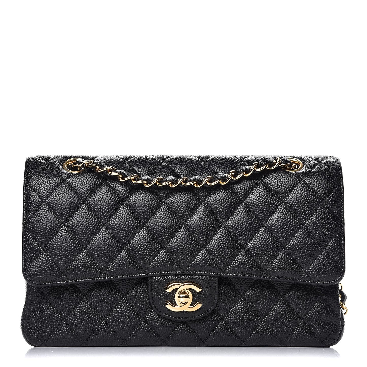 Caviar Quilted Medium Double Flap Black