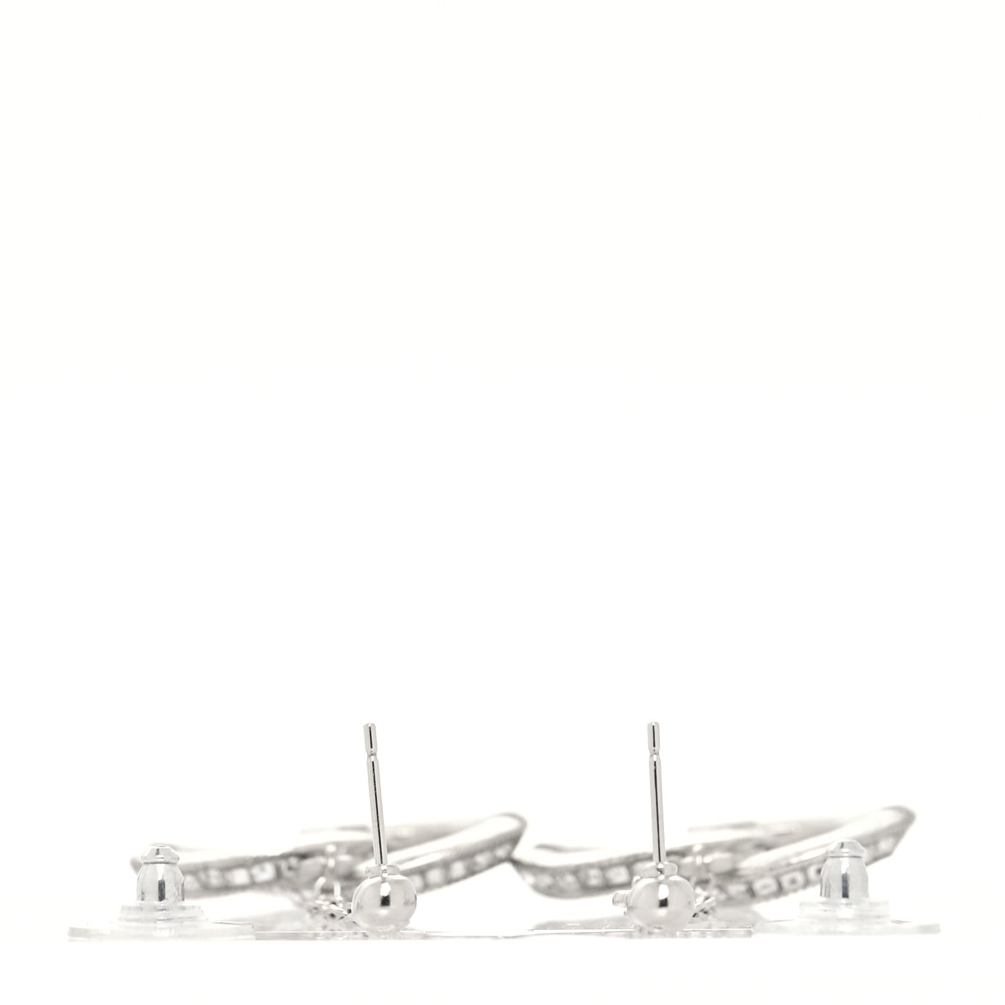 Baguette Crystal CC Drop Earrings Silver