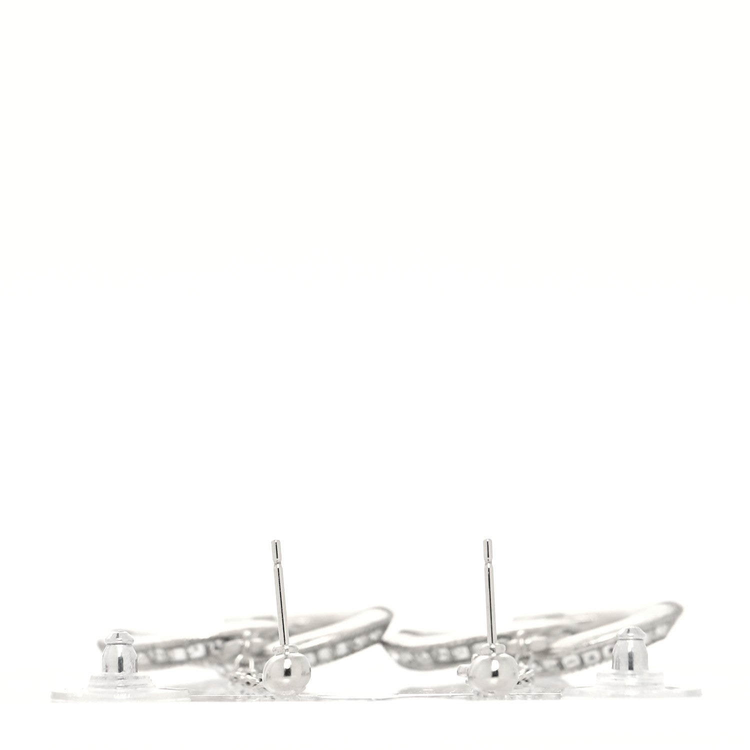 Chanel Baguette Crystal CC Drop Earrings Silver 3 of 4
