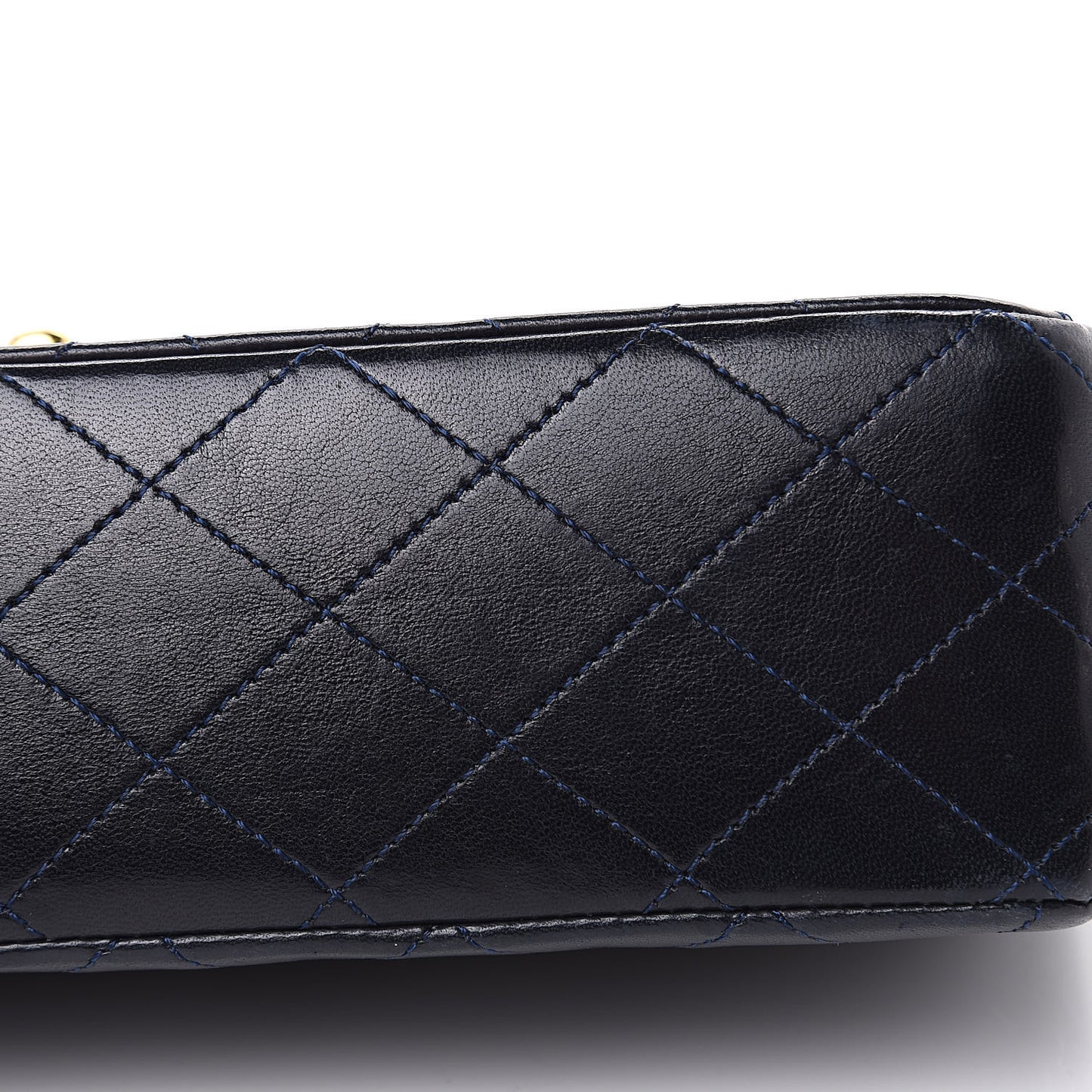 Lambskin Quilted Medium Double Flap Navy