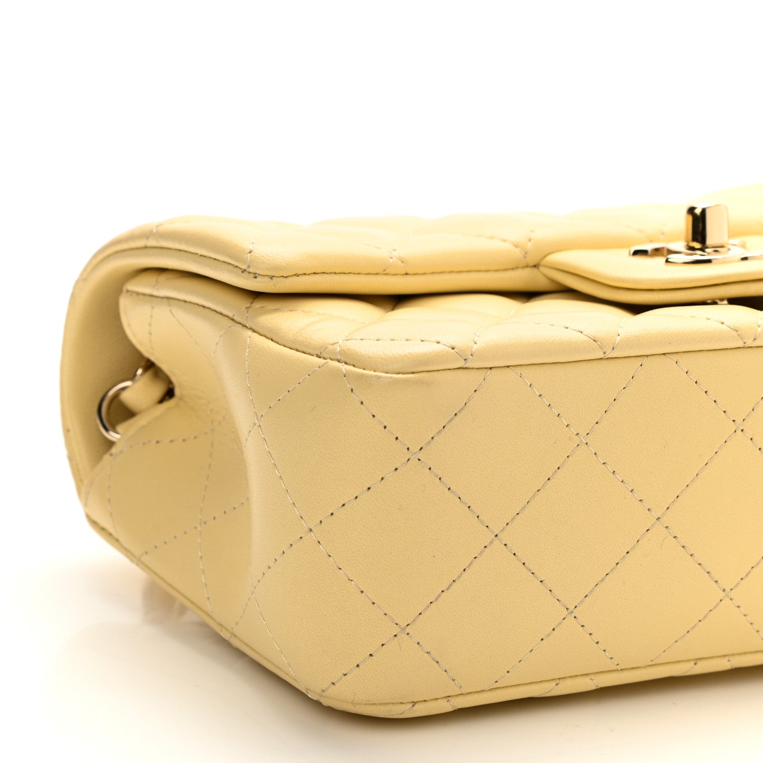Chanel Lambskin Quilted Mini Rectangular Flap Light Yellow 8 of 10
