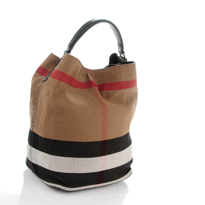 Burberry Canvas Mega Check Medium Susanna Hobo Black 3 of 8