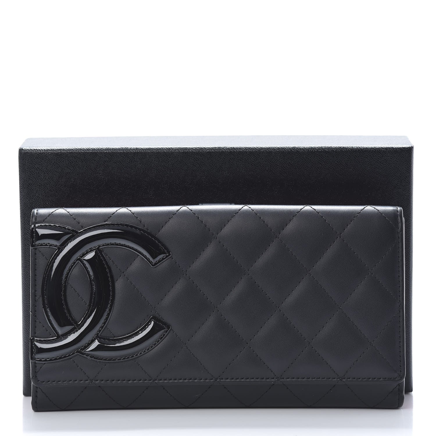 Chanel Calfskin Quilted Cambon Gusset Flap Wallet Black 10 of 10