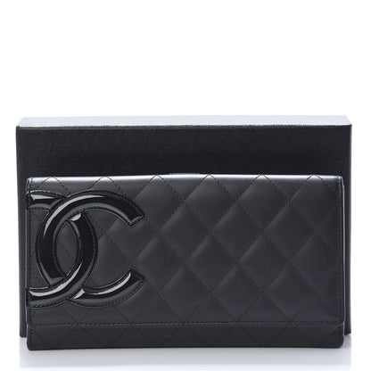 Chanel Calfskin Quilted Cambon Gusset Flap Wallet Black 10 of 10