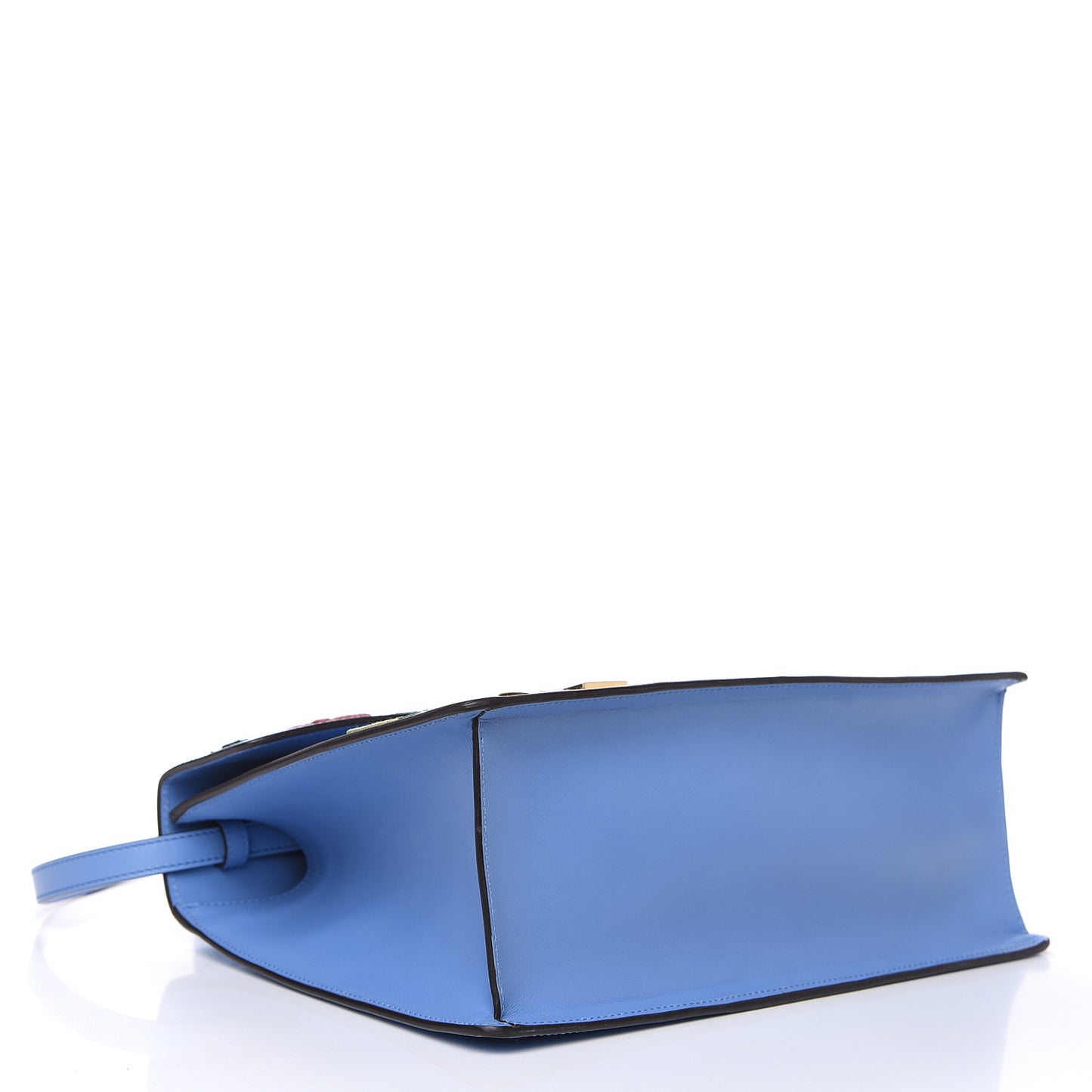 Calfskin Embroidered Medium Sylvie Top Handle Bag Clear Sky Blue
