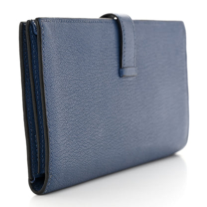Hermes Chevre Mysore Bearn Gusset Wallet Bleu Agate 3 of 9