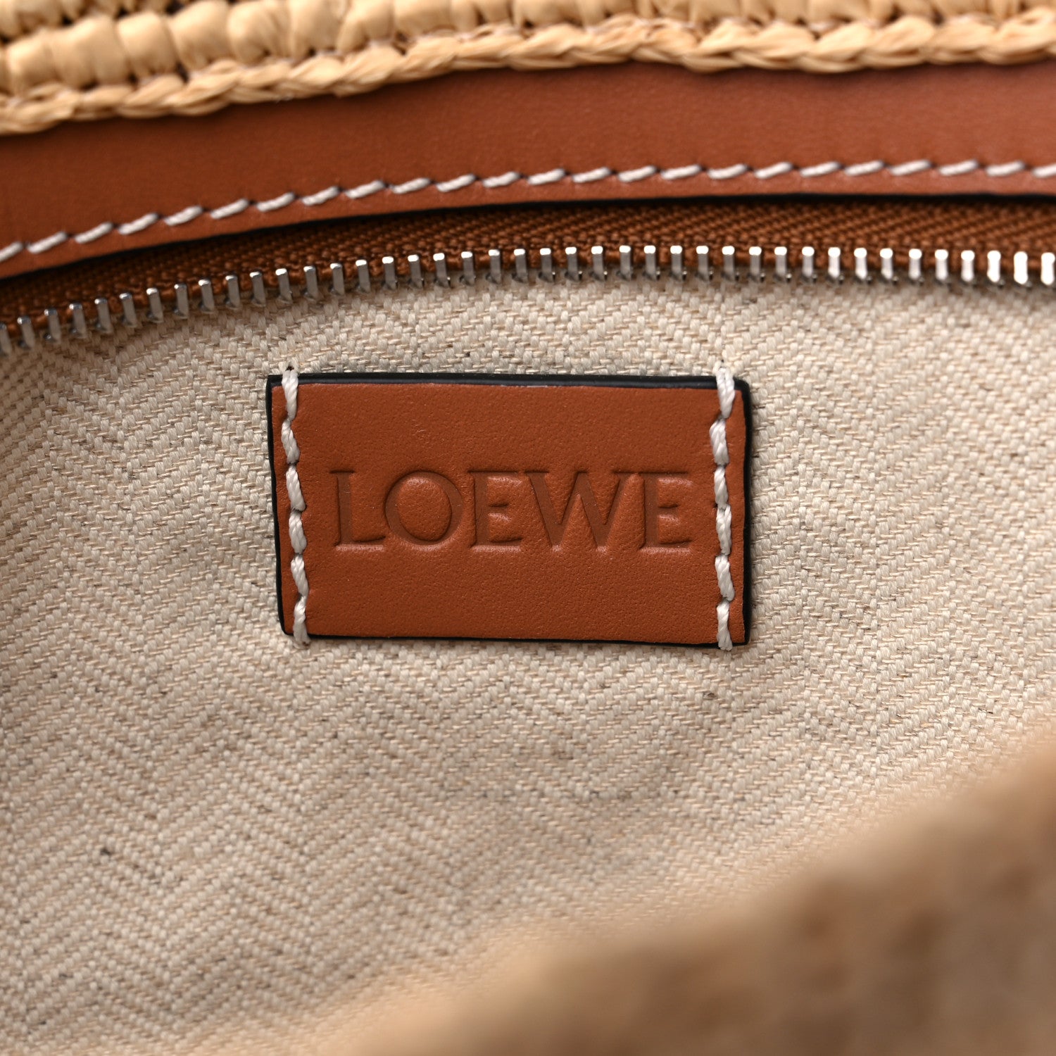 Loewe Calfskin Raffia Paulas Ibiza Pochette Bag Natural Tan 6 of 9