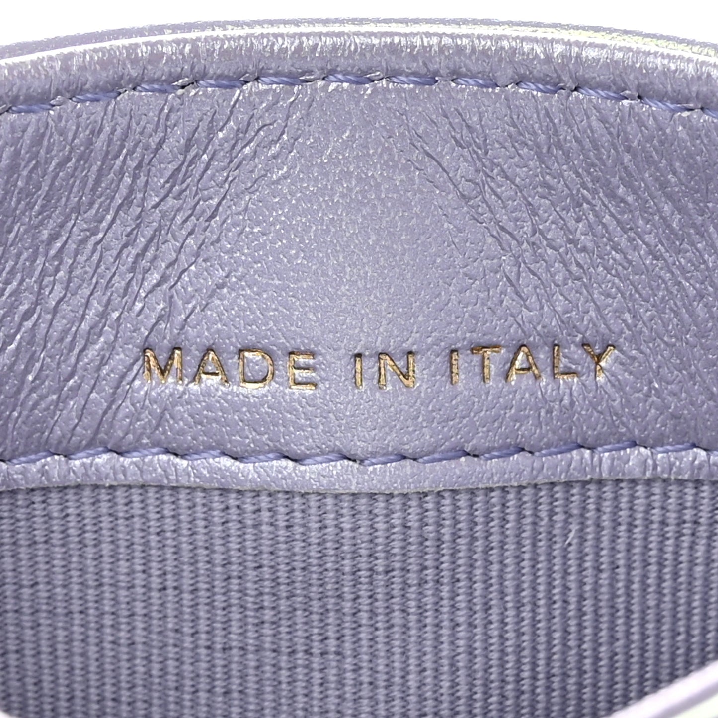 Iridescent Calfskin Quilted Chanel 19 Card Holder Light Purple