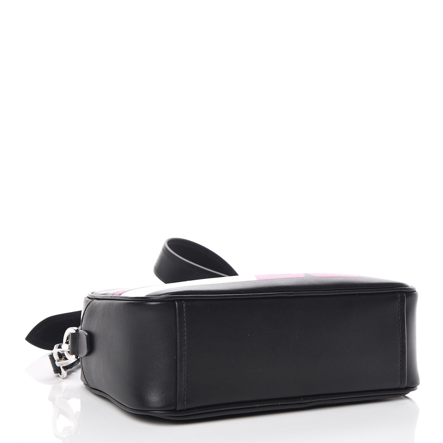 Prada City Calfskin Racing Logo Camera Bag Black Fuxia 4 of 9