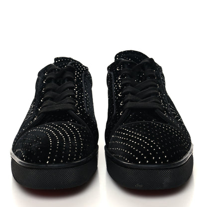 Christian Louboutin Velvet River Crystal Mens Louis Junior Orlato Flat Sneakers 40 Black Silver 2 of 8