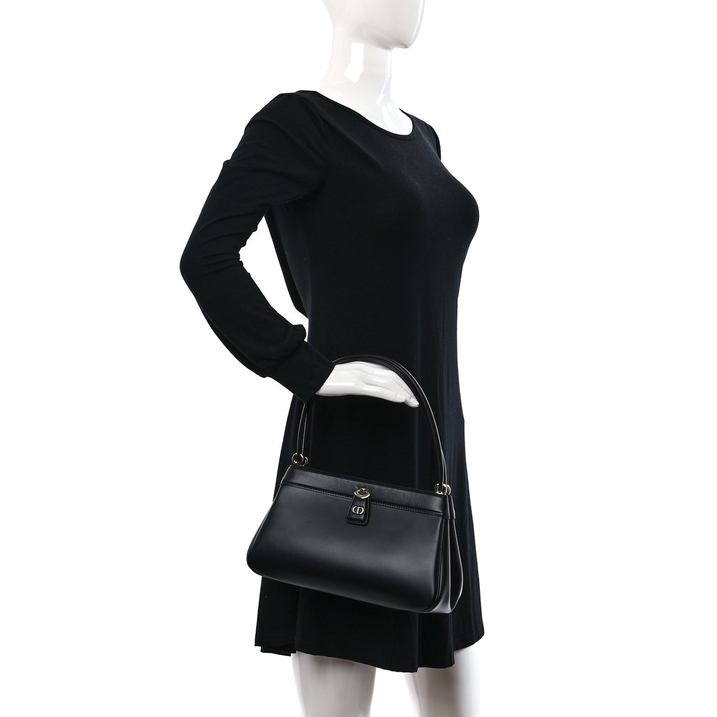 Calfskin Medium Key Shoulder Bag Black