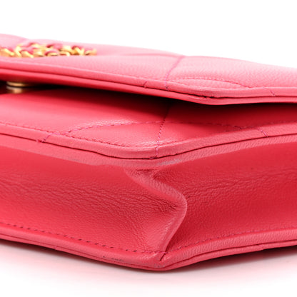 Chanel Lambskin Quilted Chanel 19 Wallet On Chain WOC Dark Pink 10 of 15