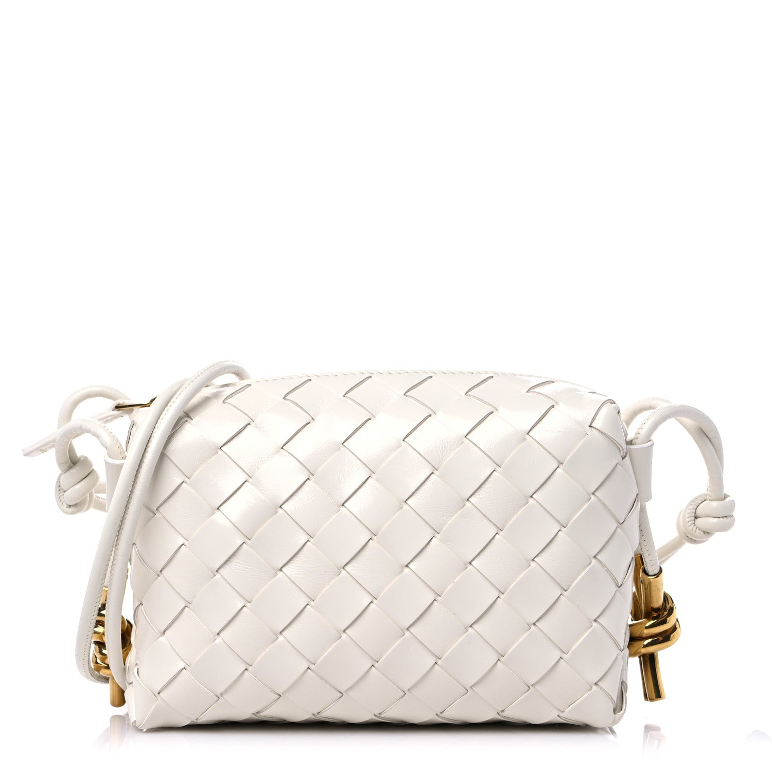 Bottega Veneta Nappa Intrecciato Metallic Knot Mini Loop Camera Bag Bone 1 of 8