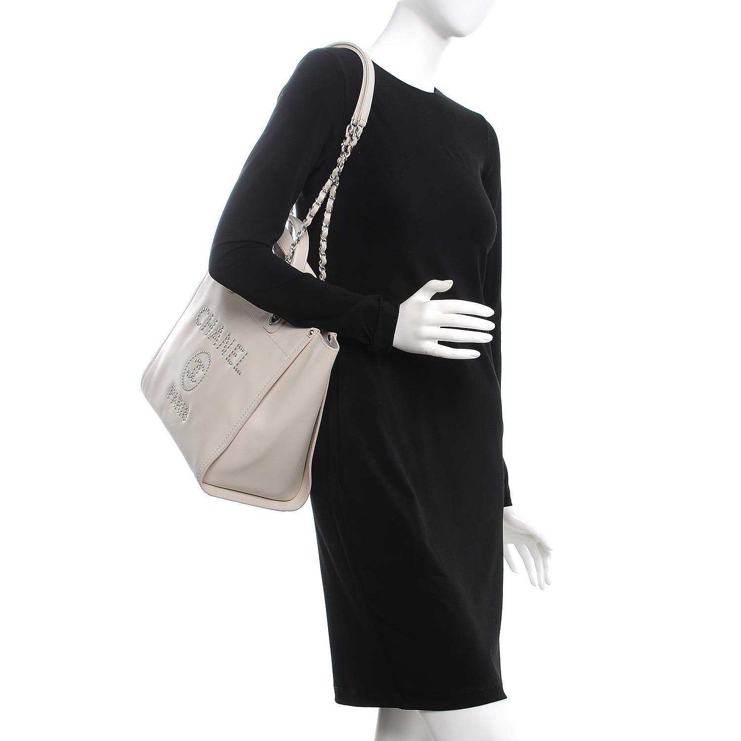 Chanel Caviar Small Studded Deauville Tote Ivory 2 of 11