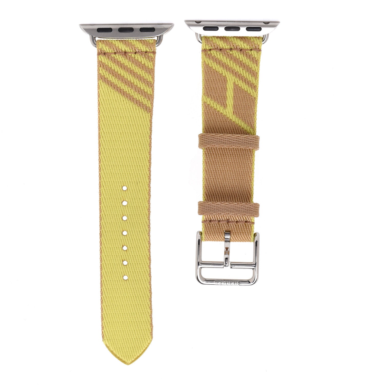 Hermes Nylon Weave 41mm H Vibration Jumping Watch Single Tour Band Kraft Lime 1 of 6