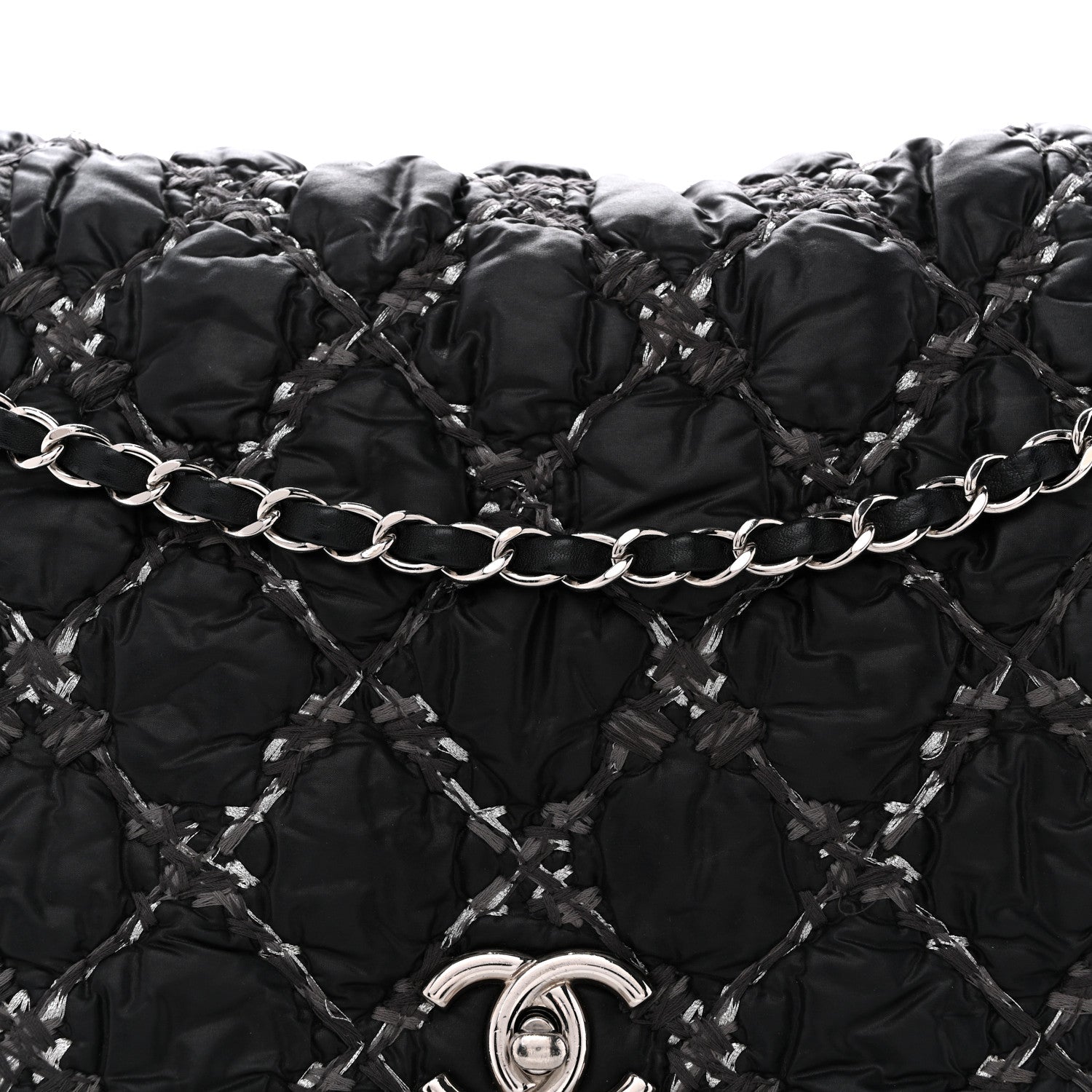 Chanel Nylon Quilted Tweed Stitch Bubble Flap Black 8 of 12