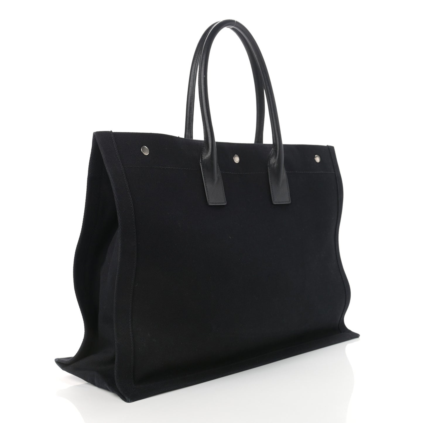 Linen Calfskin Rive Gauche Tote Black