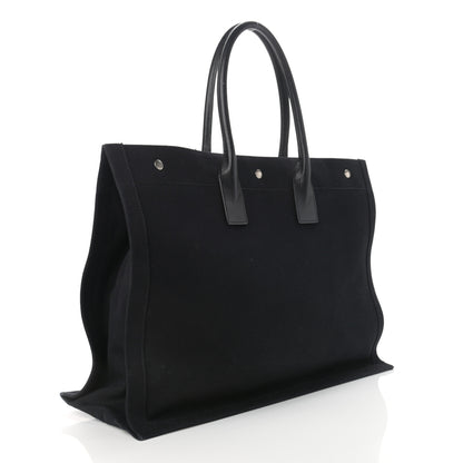 Saint Laurent Linen Calfskin Rive Gauche Tote Black 3 of 13