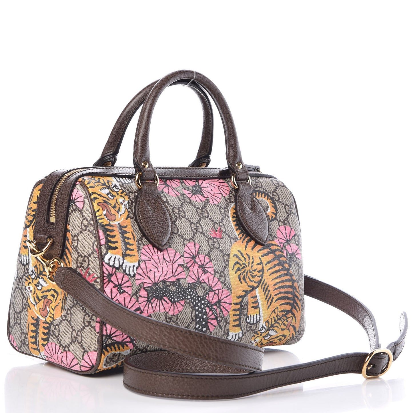 GG Supreme Monogram Bengal Small Boston Beige Pink
