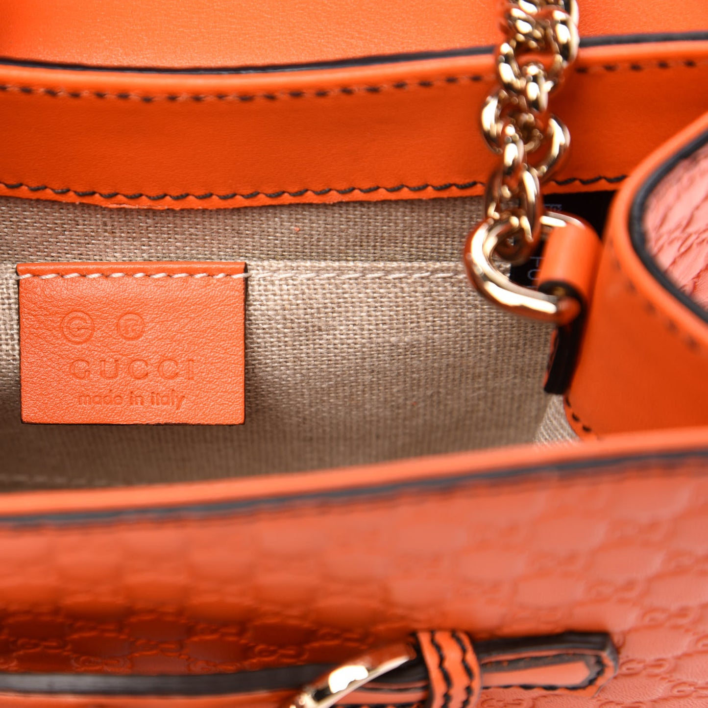 Soft Microguccissima Mini Emily Chain Shoulder Bag Sun Orange