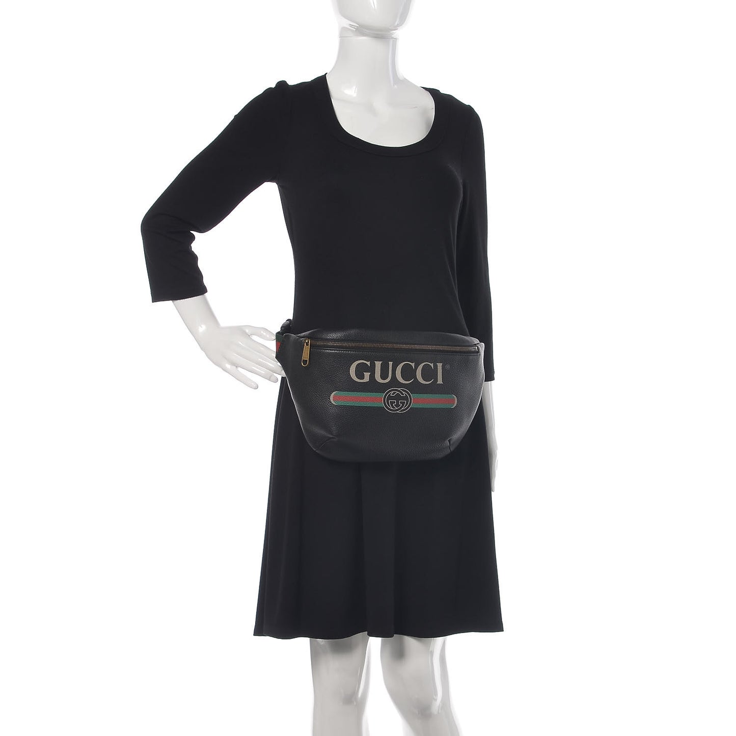 Grained Calfskin Logo Belt Bag Black