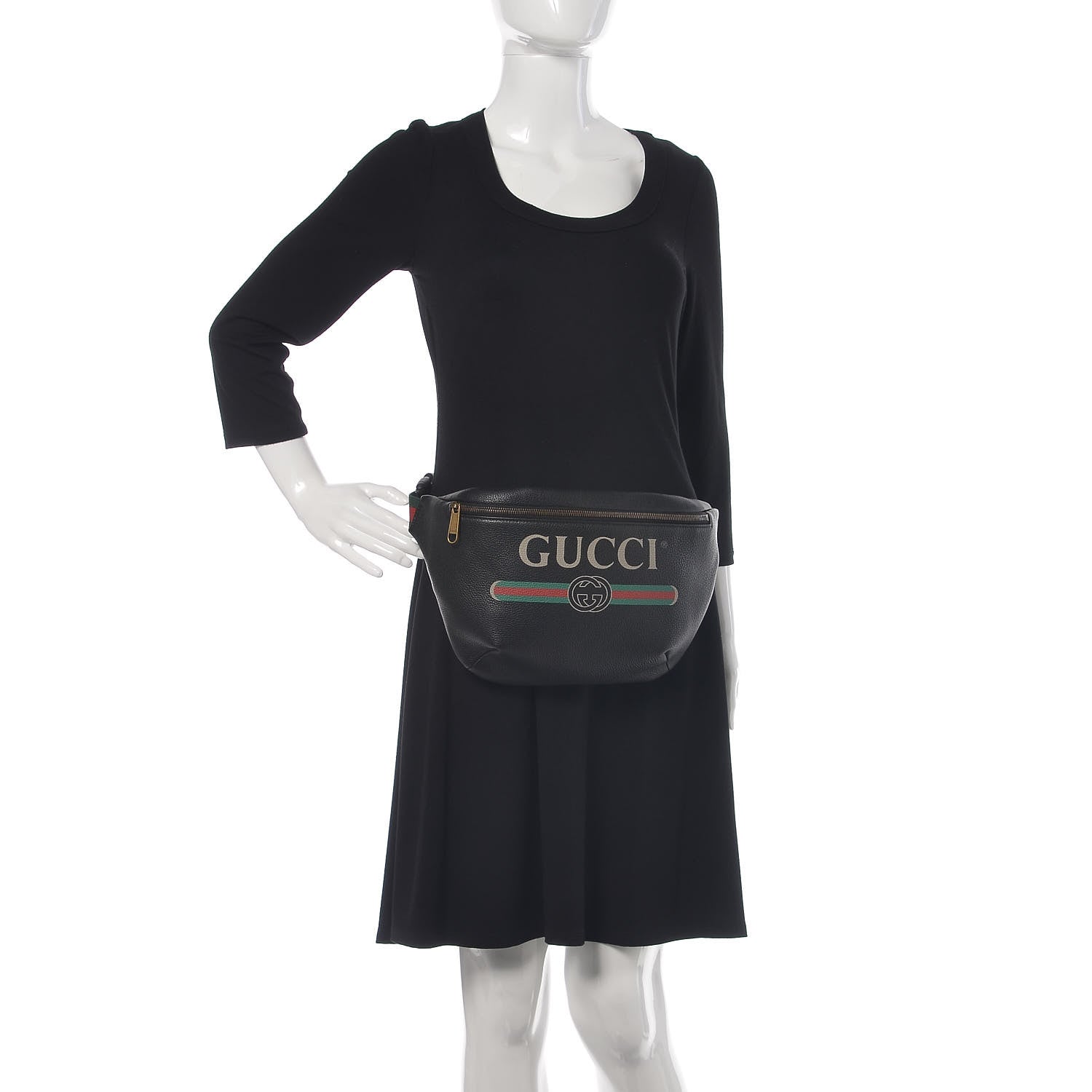 Gucci Grained Calfskin Logo Belt Bag Black 2 of 9