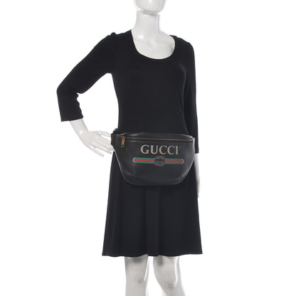 Gucci Grained Calfskin Logo Belt Bag Black 2 of 9