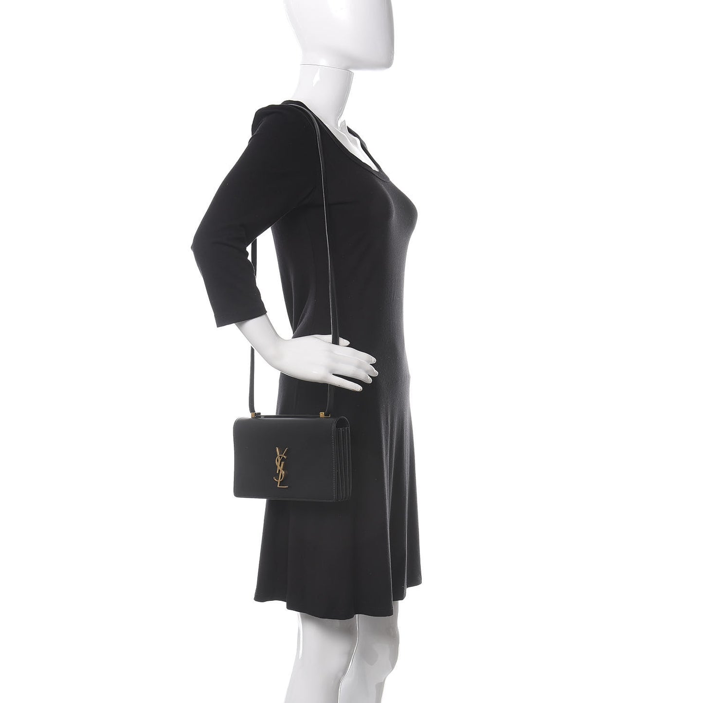 Calfskin Monogram Small Dylan Shoulder Bag Black
